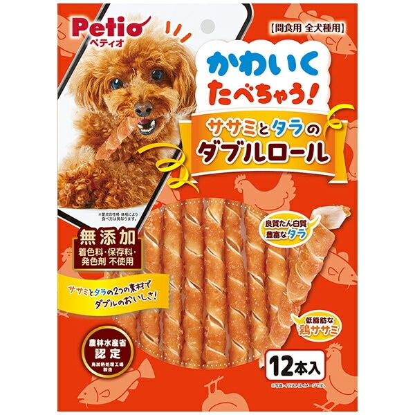 ペティオ　かわいくたべちゃう！　ササミとタラのダブルロール　12本