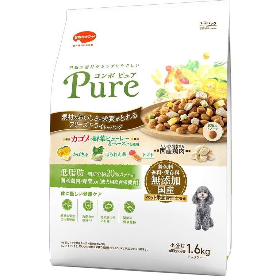 日本ペットフード コンボ ピュア ドッグ 低脂肪 1.6kg (400g×4袋 