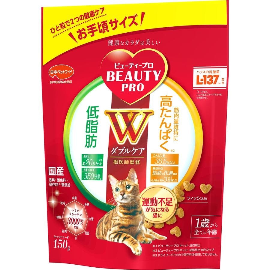 日本ペットフード ビューティープロ キャット Ｗケア 低脂肪・高たんぱく 150g