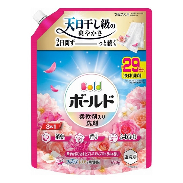 P＆G ボールド 柔軟剤入り洗剤 液体 華やかおひさまとプレミアムブロッサムの香り 詰替超特大 690g 【ｍ特】