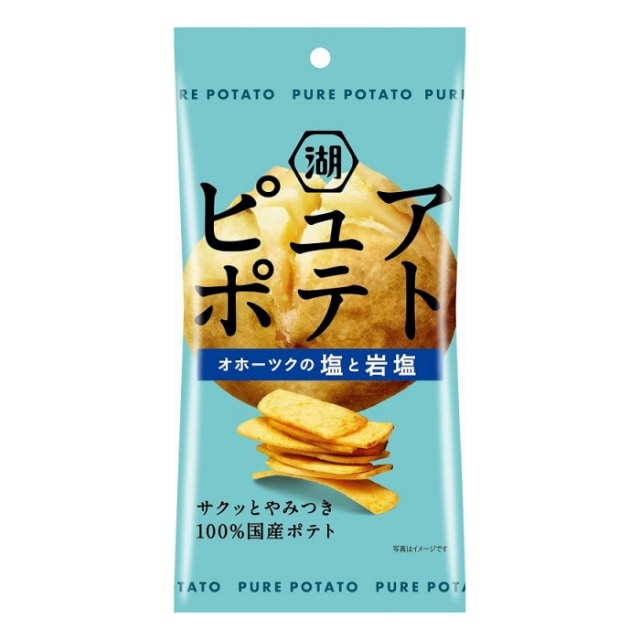 湖池屋　スリムバッグ　ピュアポテト　厚切りひとくちカット　オホーツクの塩と岩塩　32g【ｍ特】