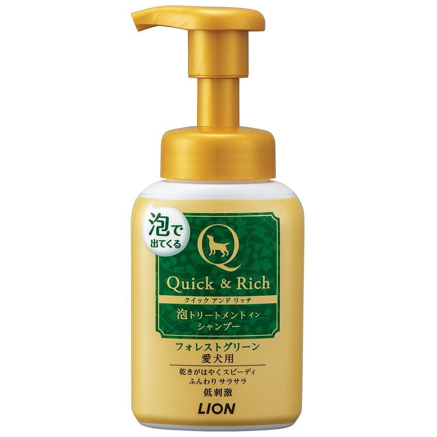 ライオン クイック&リッチ 泡トリートメント イン シャンプー 愛犬用 フォレストグリーン 220ml