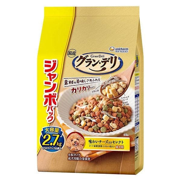 グランデリ ドッグフード ドライ カリカリ仕立て 成犬用 味わいチーズ入りセレクト 2.7kg 