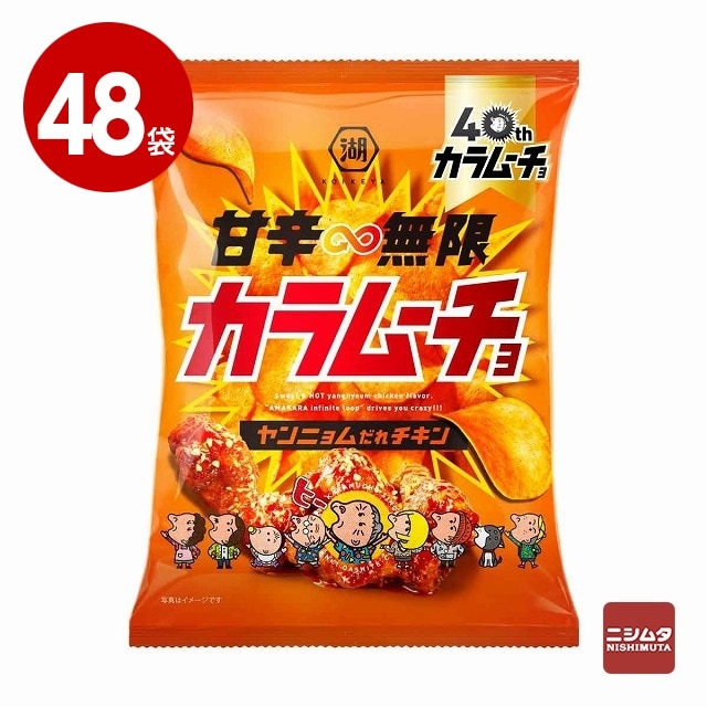 湖池屋　甘辛無限カラムーチョ　ヤンニョムだれチキン　53g×48袋　お菓子　ポテトチップス【送料無料】【ｍ特】