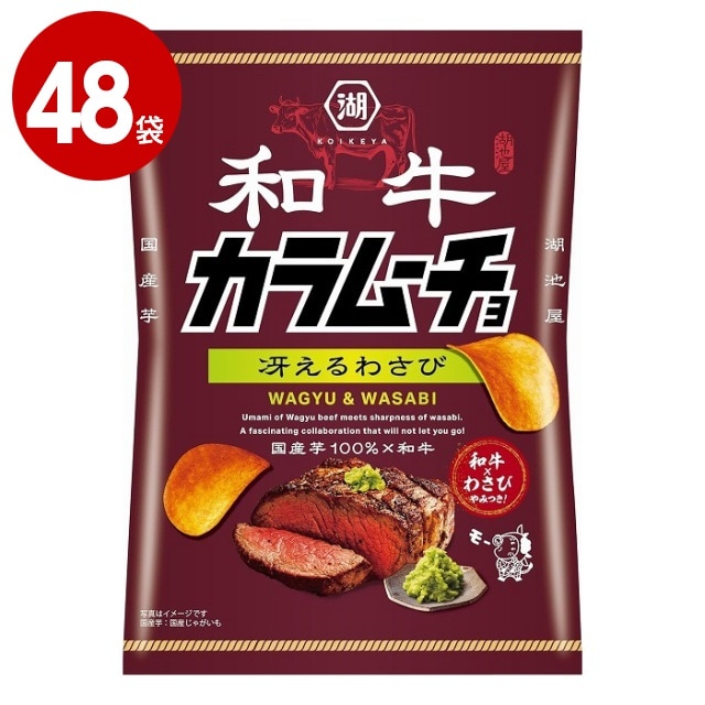 湖池屋　和牛カラムーチョ　冴えるわさび味　53g×48袋　お菓子　ポテトチップス【送料無料】【ｍ特】