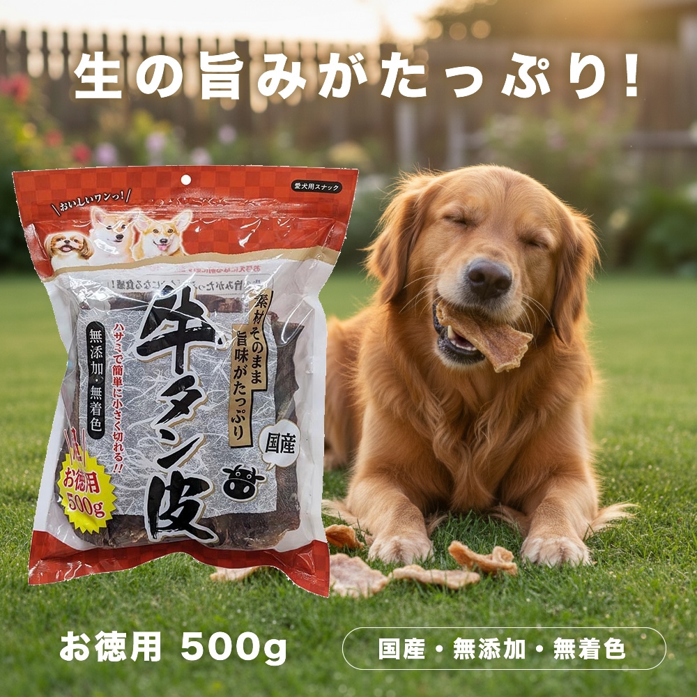 レーブ  国産　牛タン皮　お徳用　500g　愛犬用スナック