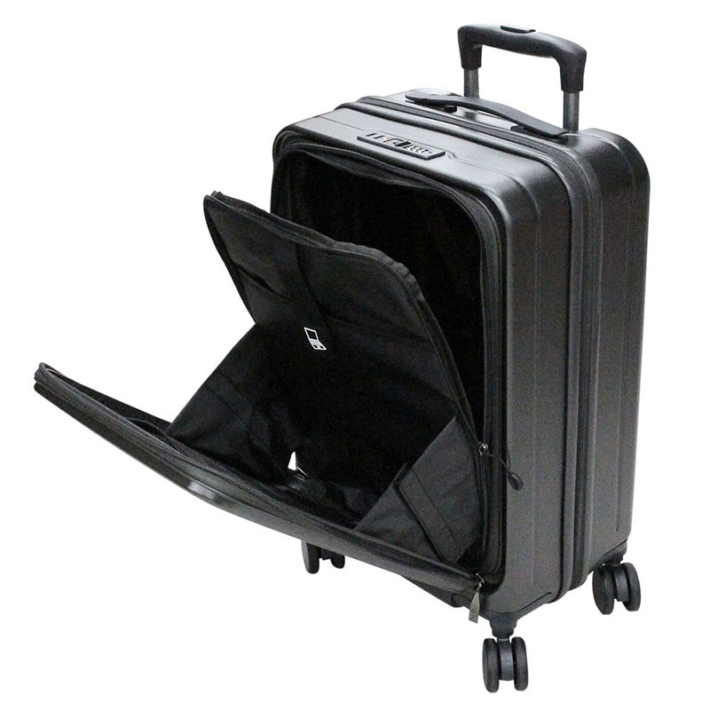 N'eeds! フロントドア式 キャリーケース 36L FO-C36 チャコールグレー スーツケース フロントオープン かばん ビジネス 旅行 出張 機内 持ち込み 拡張機能 軽量 頑丈 TSAロック 【N's】