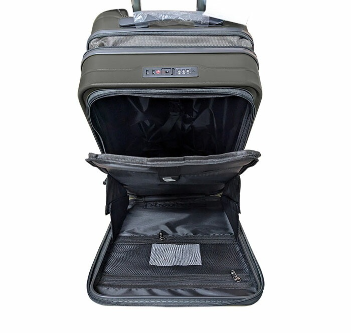N'eeds! フロントドア式 キャリーケース 36L FO-C36 チャコールグレー スーツケース フロントオープン かばん ビジネス 旅行 出張 機内 持ち込み 拡張機能 軽量 頑丈 TSAロック 【N's】