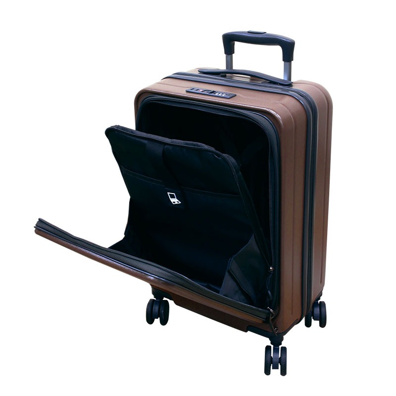 N'eeds! フロントドア式 キャリーケース 36L FO-B36 ココアブラウン スーツケース フロントオープン かばん ビジネス 旅行 出張 機内 持ち込み 拡張機能 軽量 頑丈 TSAロック 【N's】