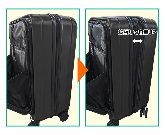 N'eeds! フロントドア式 キャリーケース 36L FO-HEO36 HEオレンジ スーツケース フロントオープン かばん ビジネス 旅行 出張 機内 持ち込み 拡張機能 軽量 頑丈 TSAロック 【N's】