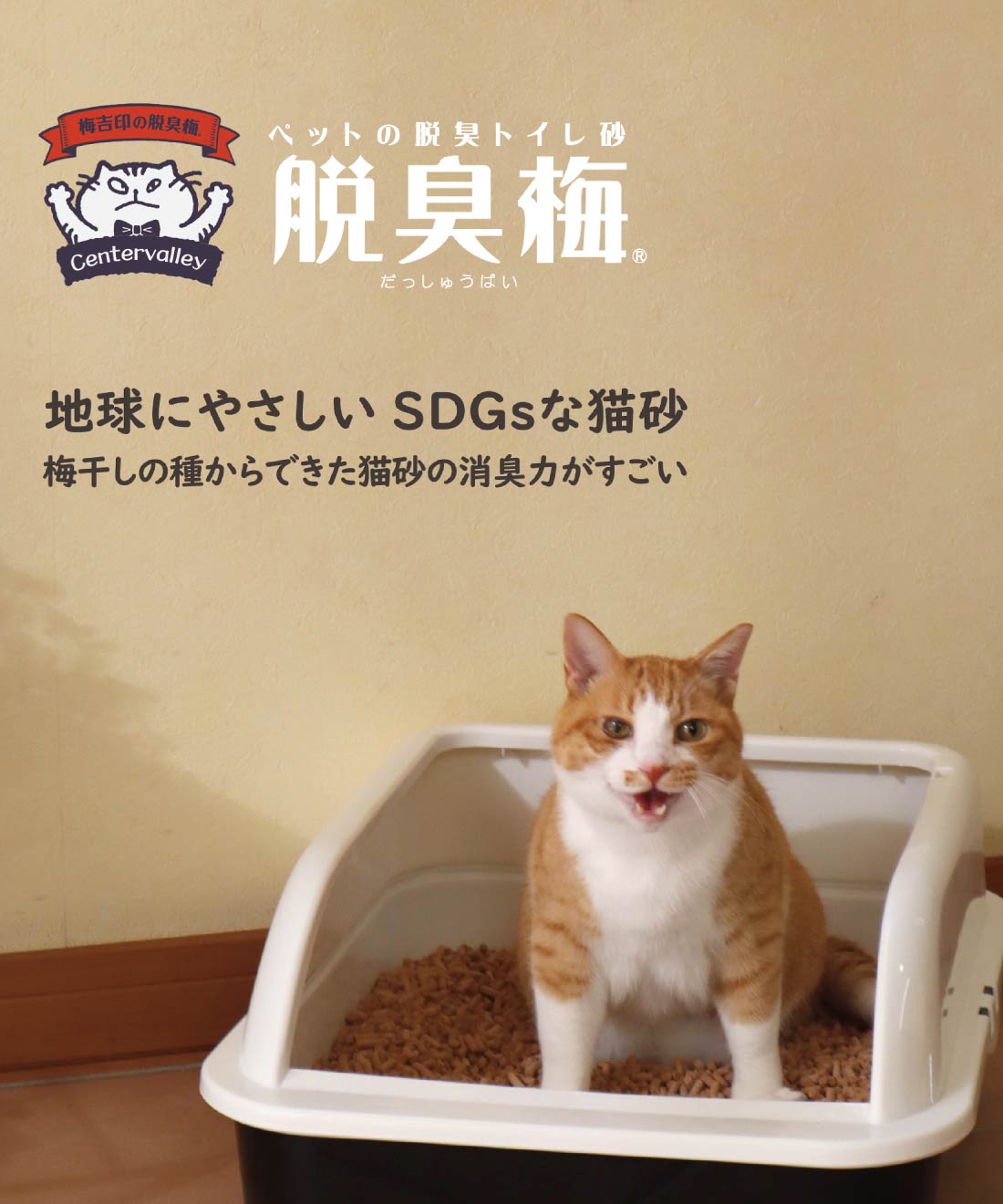 センターバレイ 脱臭梅 ペット用トイレ砂 0.5L 30個 和歌山県産梅の種100％使用 天然素材 消臭 猫砂 小動物用 国産 日本製 無添加 エコ サステナブル 多頭飼いのニオイ対策