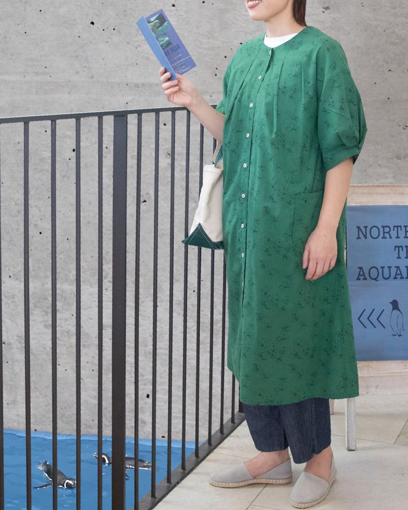 ノーザントラック / プリントノーカラーワンピース