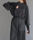 アンジェム / VOLUME SLEEVE THUMBS HOLE GLITTER KNIT