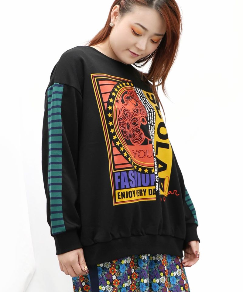 スカラー / スカラーちゃん×袖ボーダー切替 裏毛プルオーバー