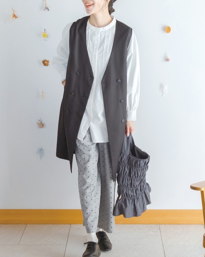 ケイット / 無地＆ドット柄ロングジレ