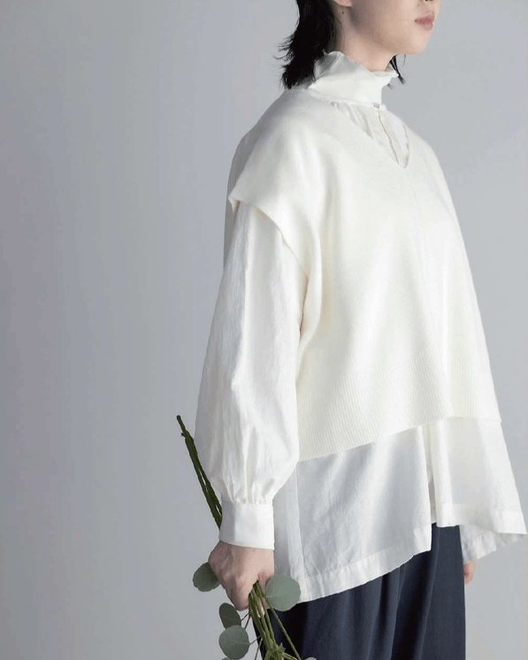 リラシク / Vネック畦編みニットベスト | BRAND,north object | アバン