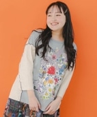 スカラー / スカラーちゃんと花 バイカラー7分袖Tシャツ