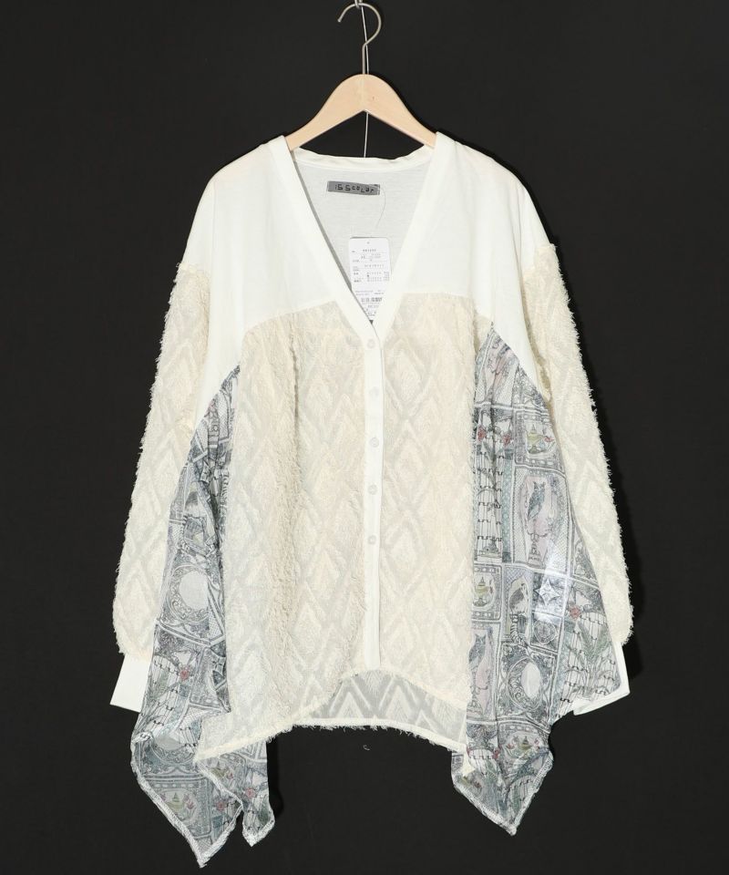 iS ScoLar - iS ScoLar パッチワーク柄シフォン切替カーディガン イズスカラー / パッチワーク柄シフォン切替カーディガン