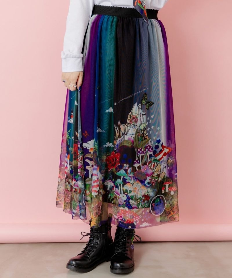 スカラー / キノコの惑星柄チュールスカート