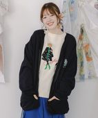 スカラー / ミニ裏毛スカ子ロゴ ダブルジップカーディガン