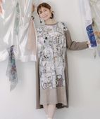 イズスカラー / お買い物大好き女子のコラージュ柄ワンピース
