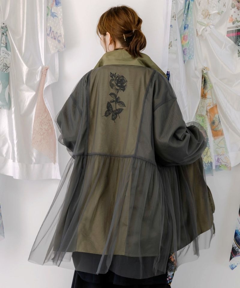 イズスカラー 花蝶刺繍レース切替ロングブルゾン(Robinさま専用) イズスカラー 花蝶刺繍レース切替ロングブルゾン(Robinさま専用)