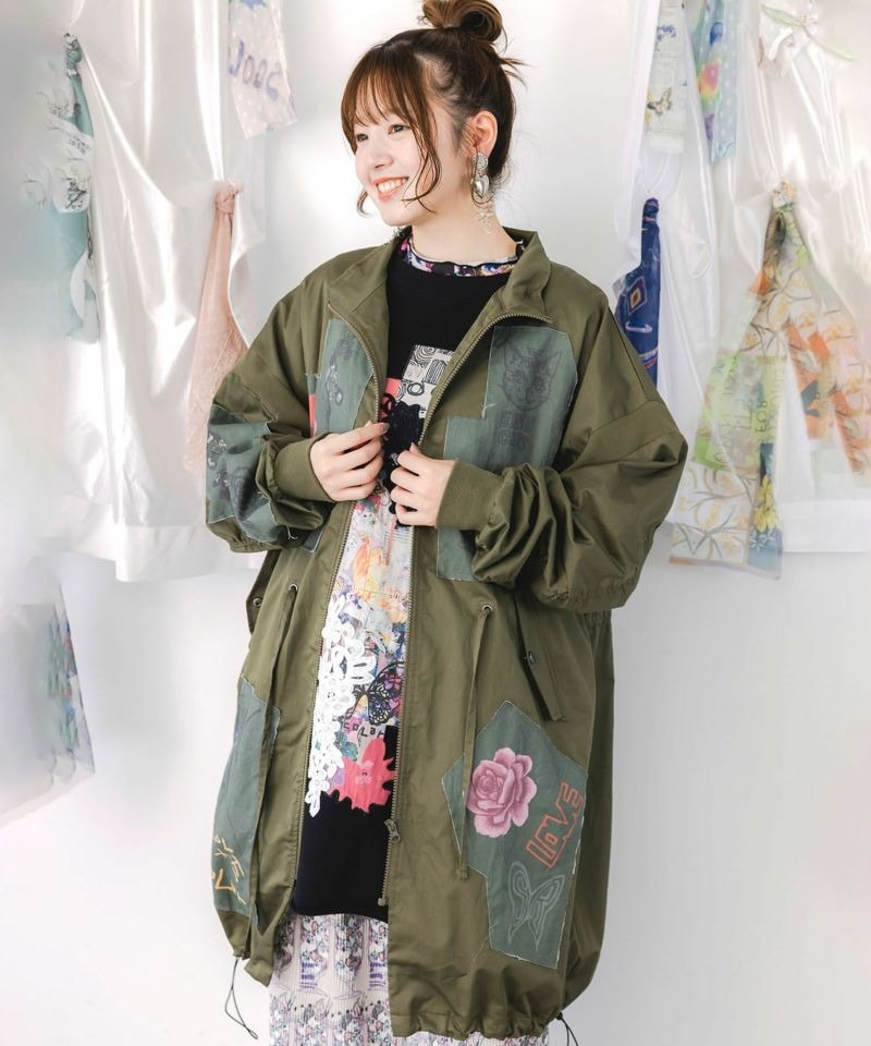 【Mサイズ】ScoLar　花蝶オリジナル釦ドットジャガードコート Mサイズ】ScoLar 花蝶オリジナル釦ドットジャガードコート