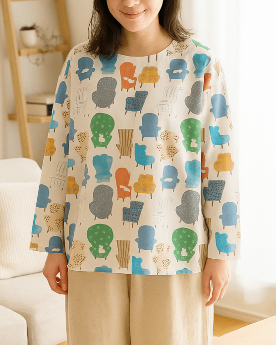 イマゴ / ネコといすのプリントブラウス