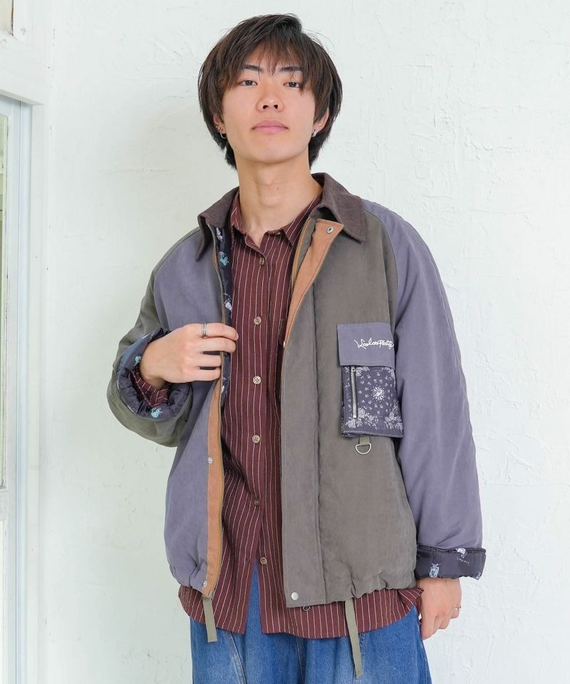 スカラーパリティー / 異素材使いの配色切替 中綿キルトジャケット