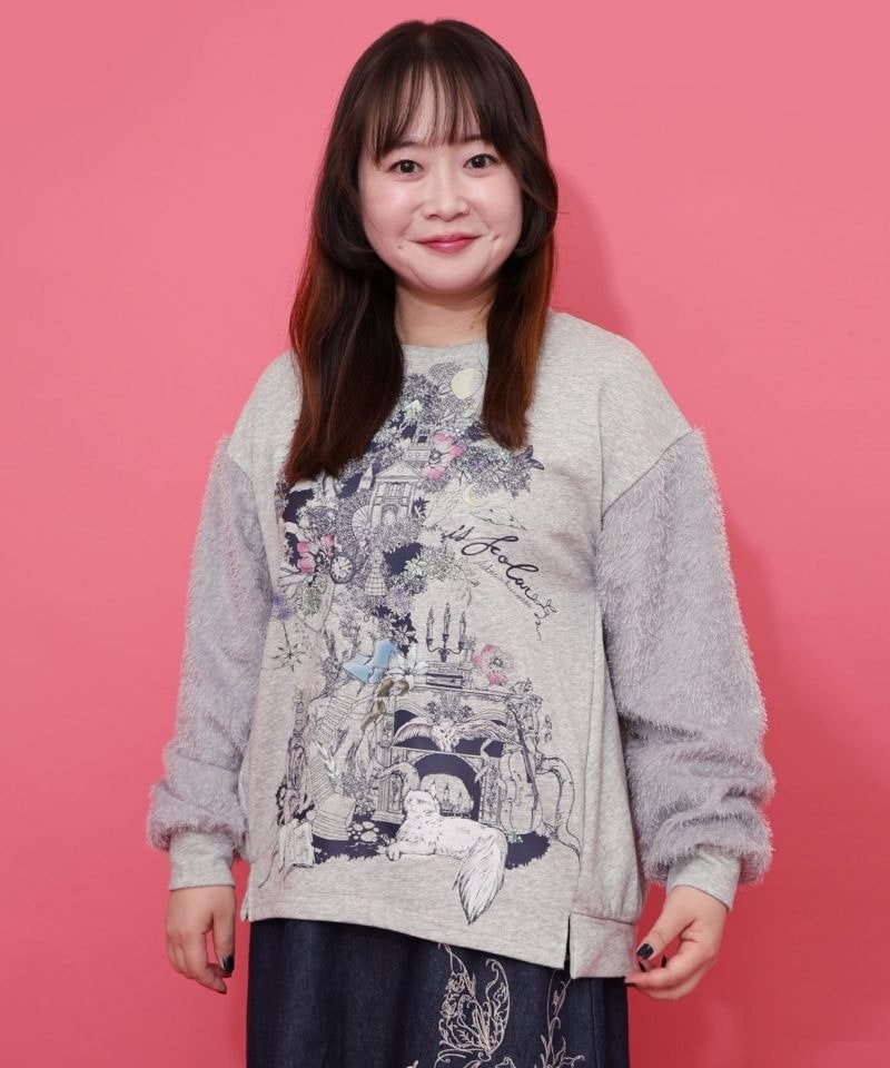 イズスカラー / フリンジシフォン切替裏毛プルオーバー