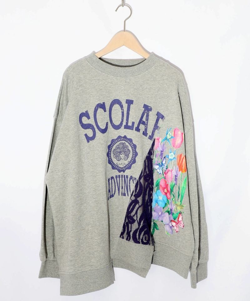 スカラー　153743：ミニ裏毛×起毛レースリメイク風アシメプルオーバー スカラー / ミニ裏毛×起毛レースリメイク風アシメプルオーバー | BRAND