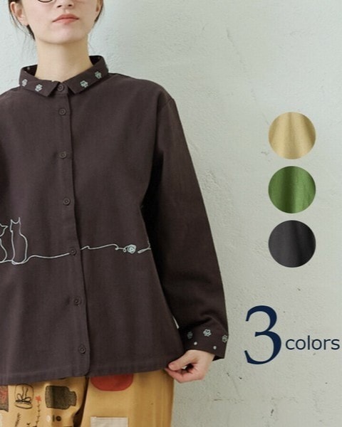 イマゴ / ねこ刺繍シャツ