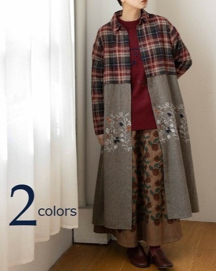 イマゴ / 花のツル刺繍ドッキングワンピース