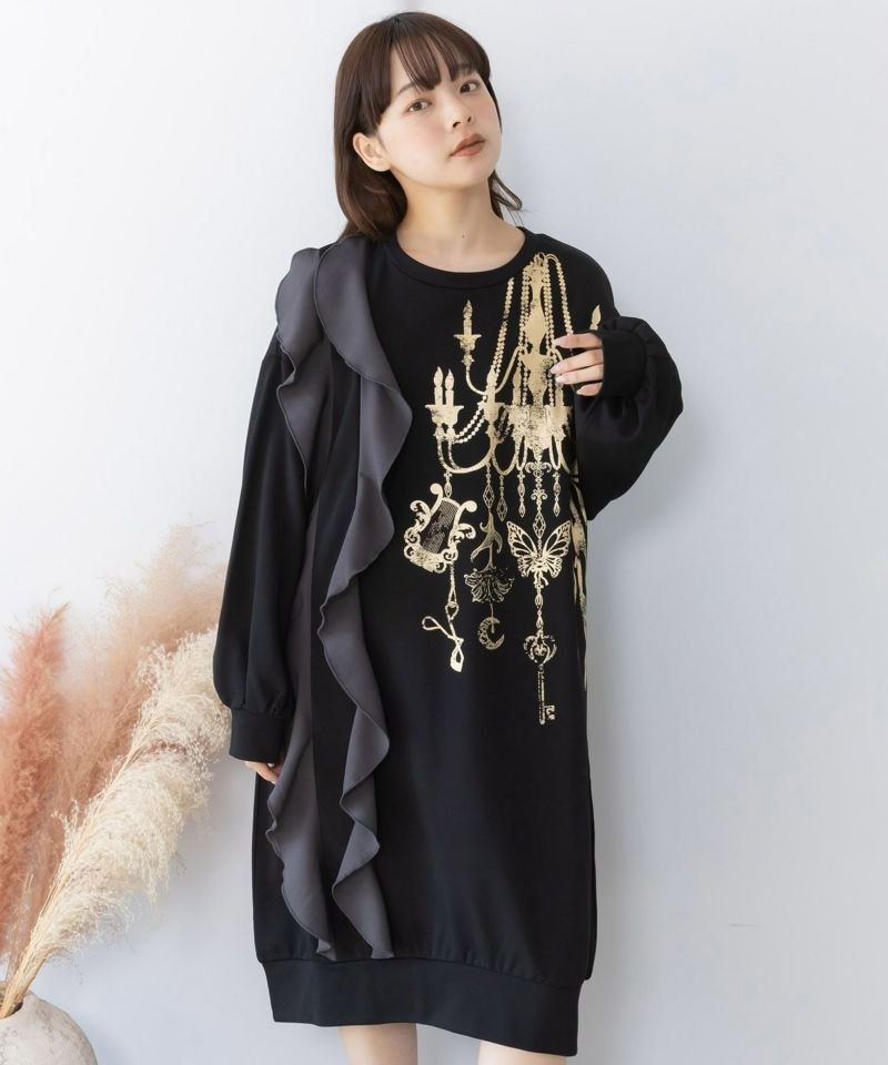 ScoLar 153764：スカラーガーランド柄裏毛チュニック スカラー ScoLar