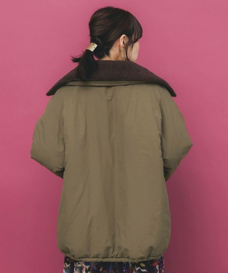 イズスカラー / ボア襟取り外し可能 花刺繍中綿ブルゾン | BRAND