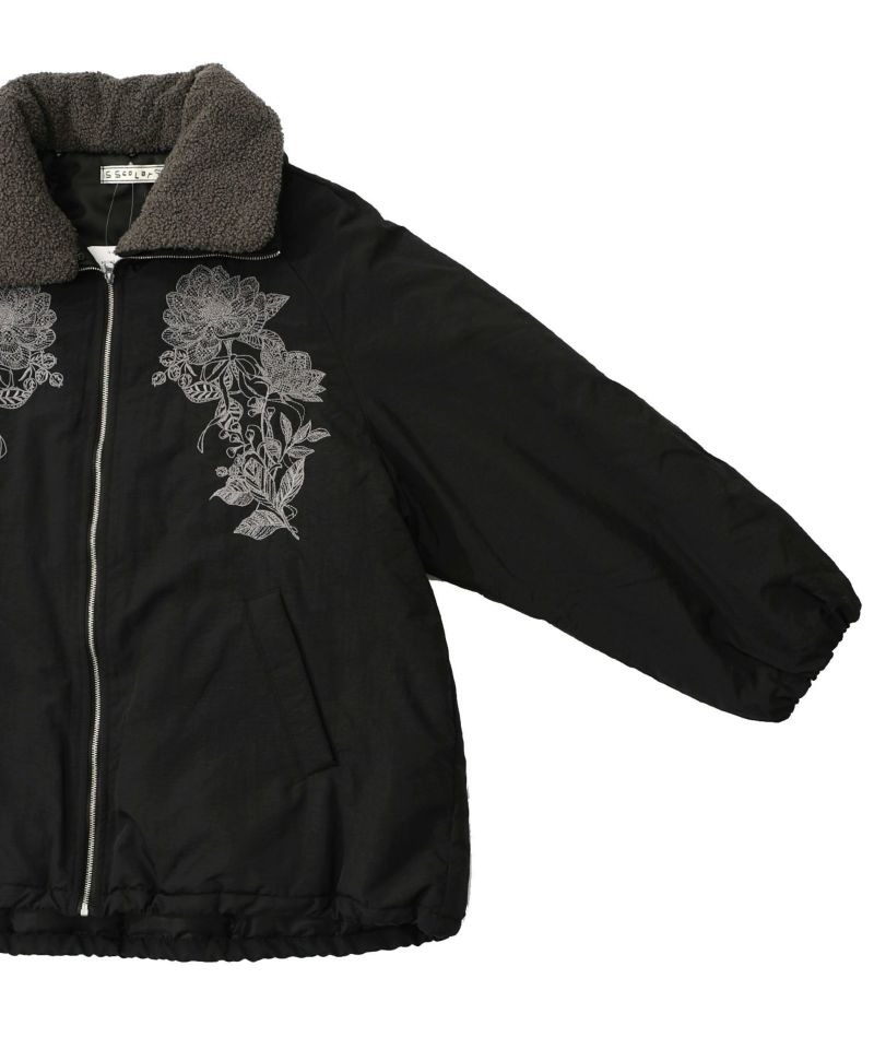 イズスカラー / ボア襟取り外し可能 花刺繍中綿ブルゾン | BRAND