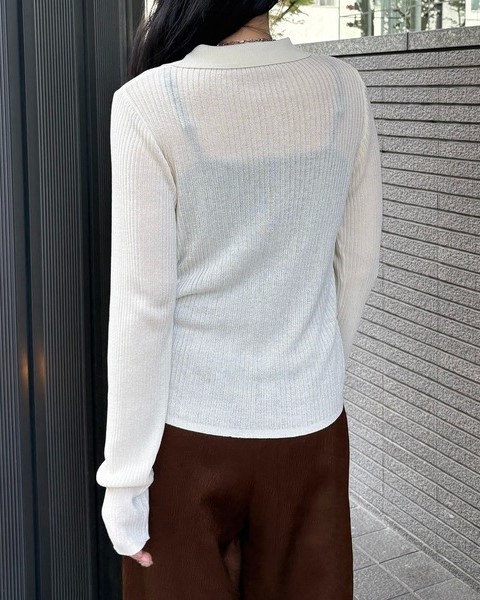 Aimeine エメイン　シアーライン　ポロ　ニット　ブラウン　現行 シアーラインニットセット｜PETAL ONLINE（ペタルオンライン）