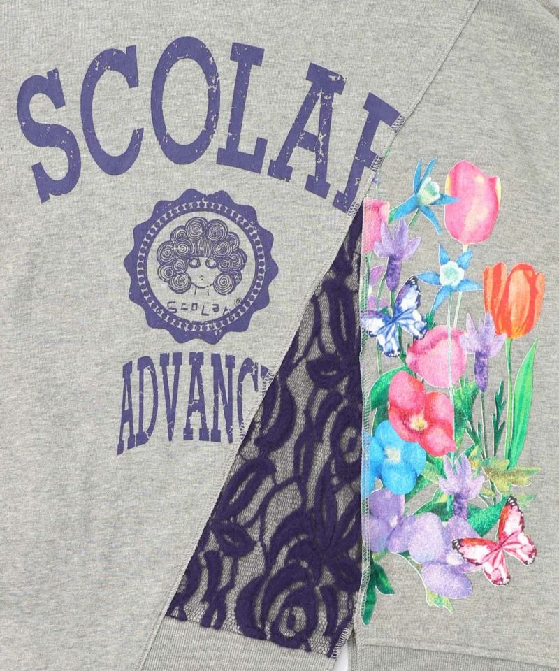 スカラー / ミニ裏毛×起毛レースリメイク風アシメプルオーバー | BRAND