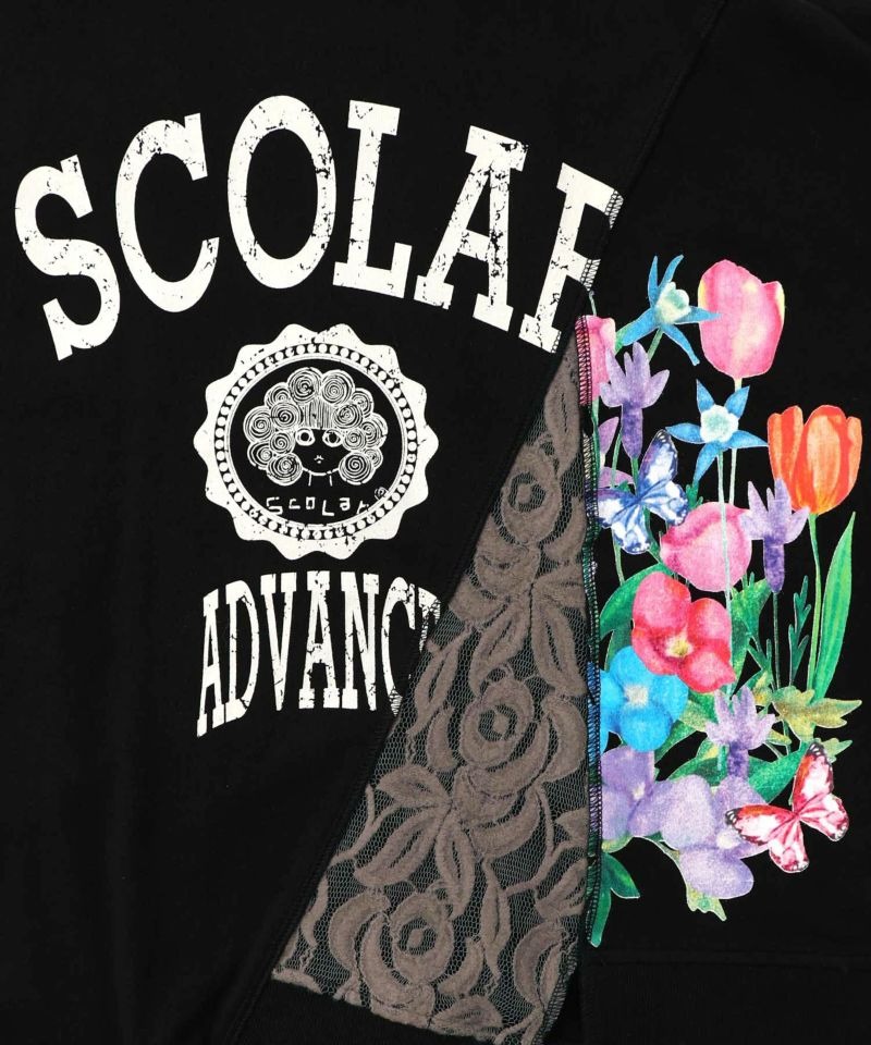 スカラー / ミニ裏毛×起毛レースリメイク風アシメプルオーバー | BRAND