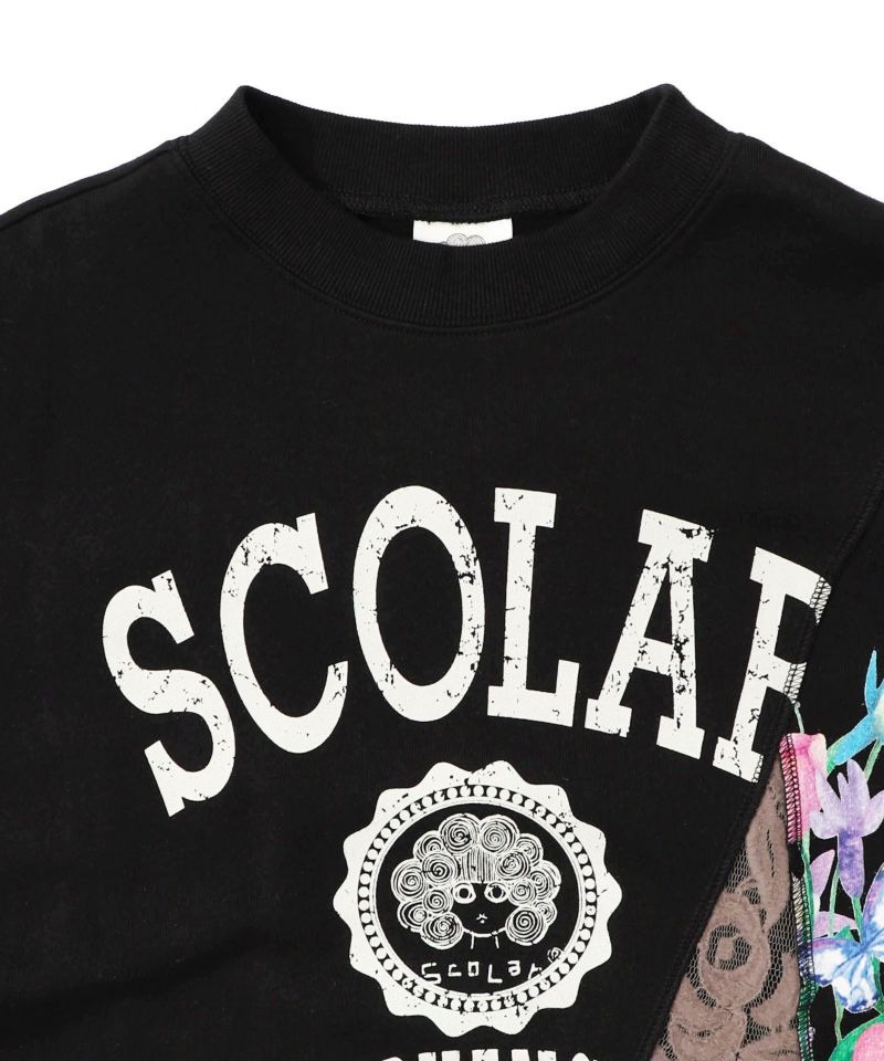 スカラー / ミニ裏毛×起毛レースリメイク風アシメプルオーバー | BRAND