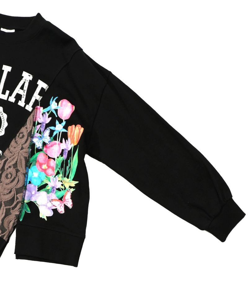 スカラー / ミニ裏毛×起毛レースリメイク風アシメプルオーバー | BRAND