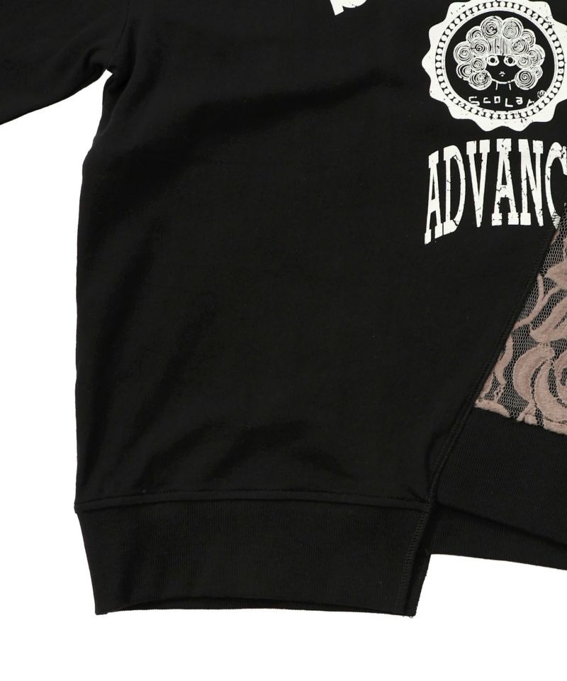 スカラー / ミニ裏毛×起毛レースリメイク風アシメプルオーバー | BRAND