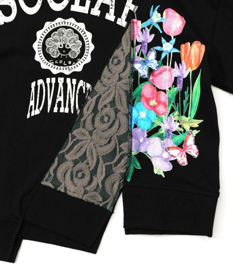 スカラー / ミニ裏毛×起毛レースリメイク風アシメプルオーバー | BRAND