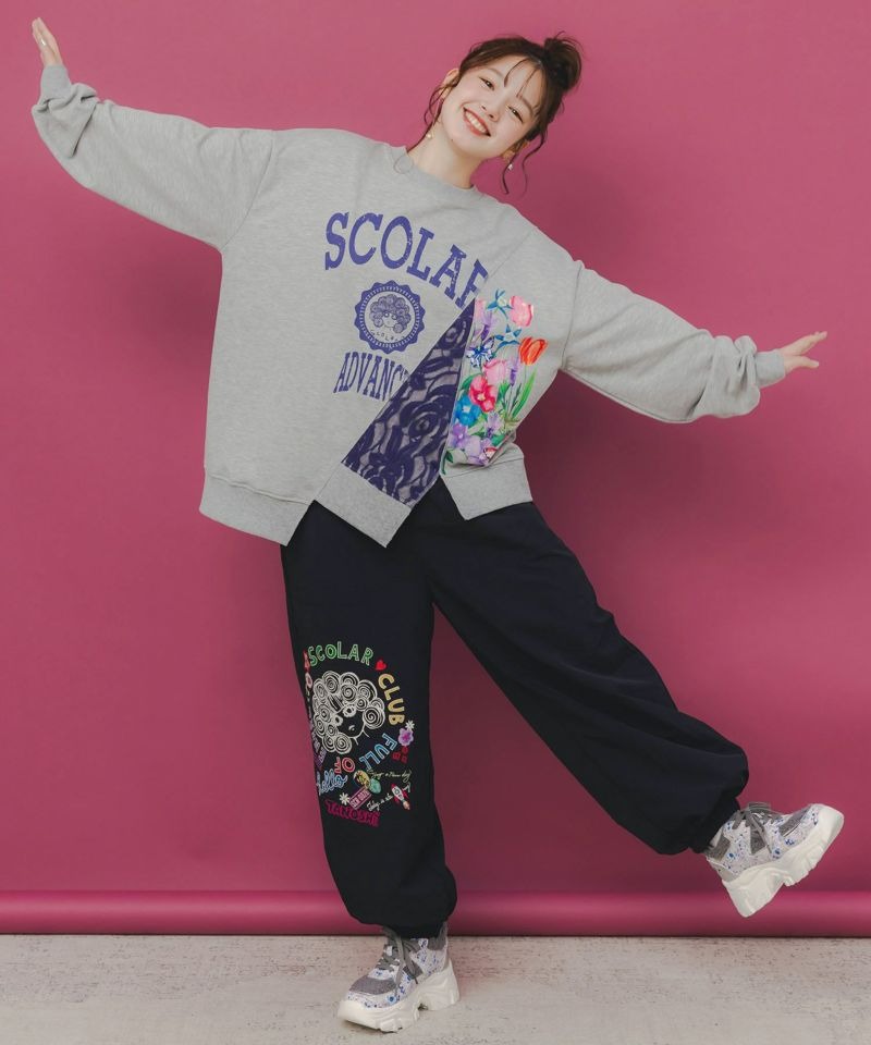 スカラー / ミニ裏毛×起毛レースリメイク風アシメプルオーバー | BRAND