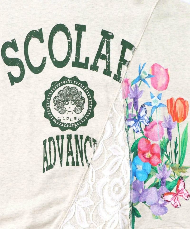 スカラー / ミニ裏毛×起毛レースリメイク風アシメプルオーバー | BRAND