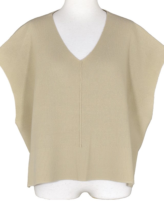 m*i様 2022 Drawer 3G畔編みVネックニットベスト キャメル　2 リラシク / Vネック畦編みニットベスト | BRAND,north object | アバン