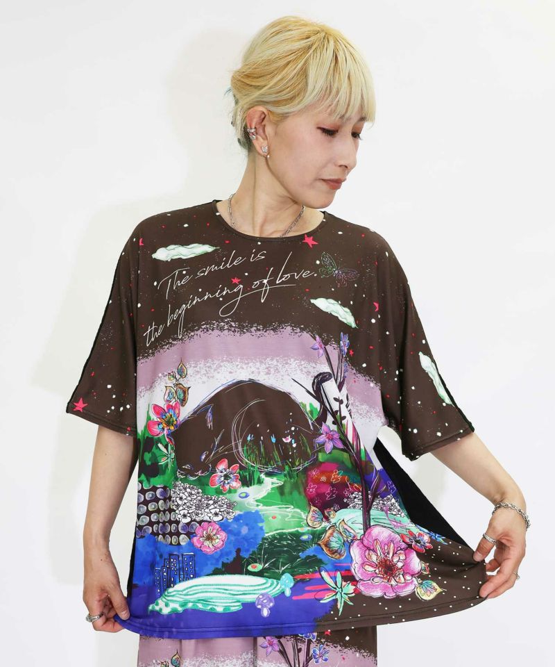 スカラー / メルヘン世界のネコちゃん柄 ローズジャガード切替プル