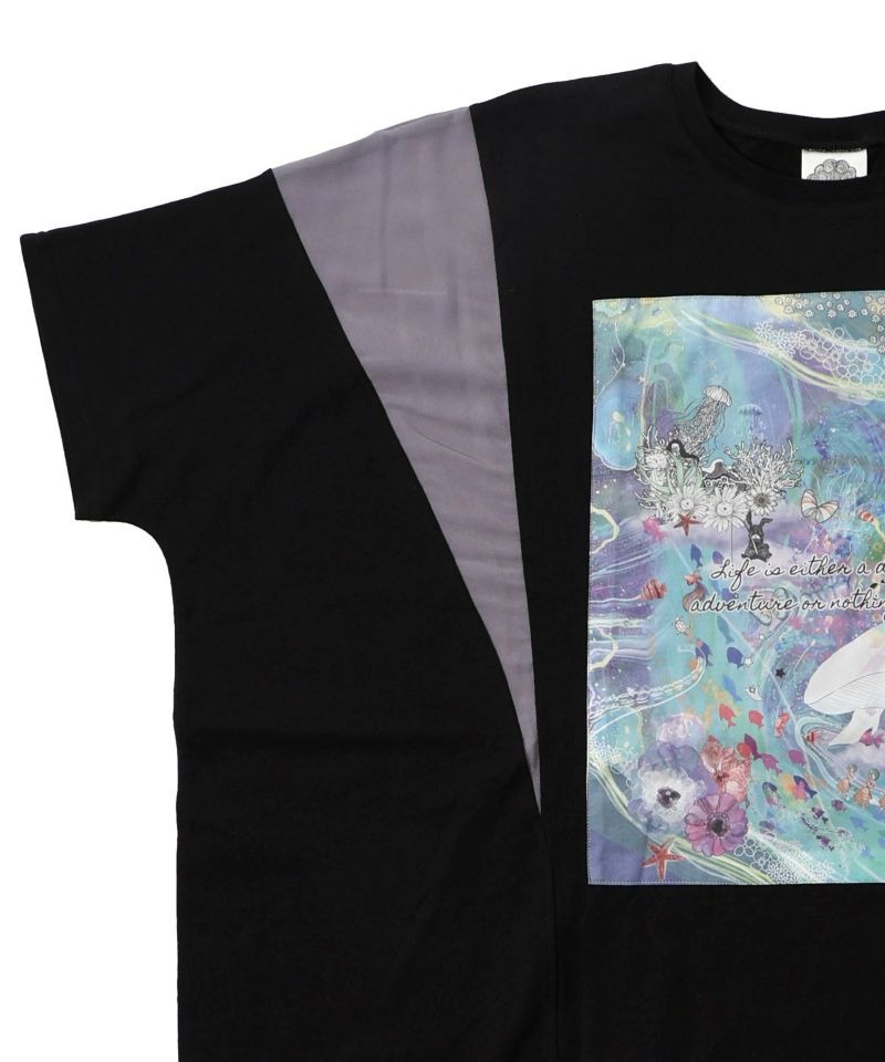 ScoLar チュニック 152667：メルヘンな海とクジラ柄 シフォン