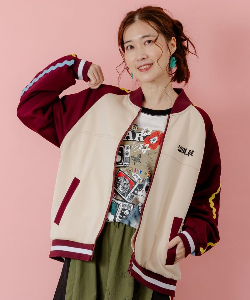 スカラー　scolar 153621：花とスカラー刺繍 ジャージブルゾン 153621：花とスカラー刺繍 ジャージブルゾンの通販-ScoLar