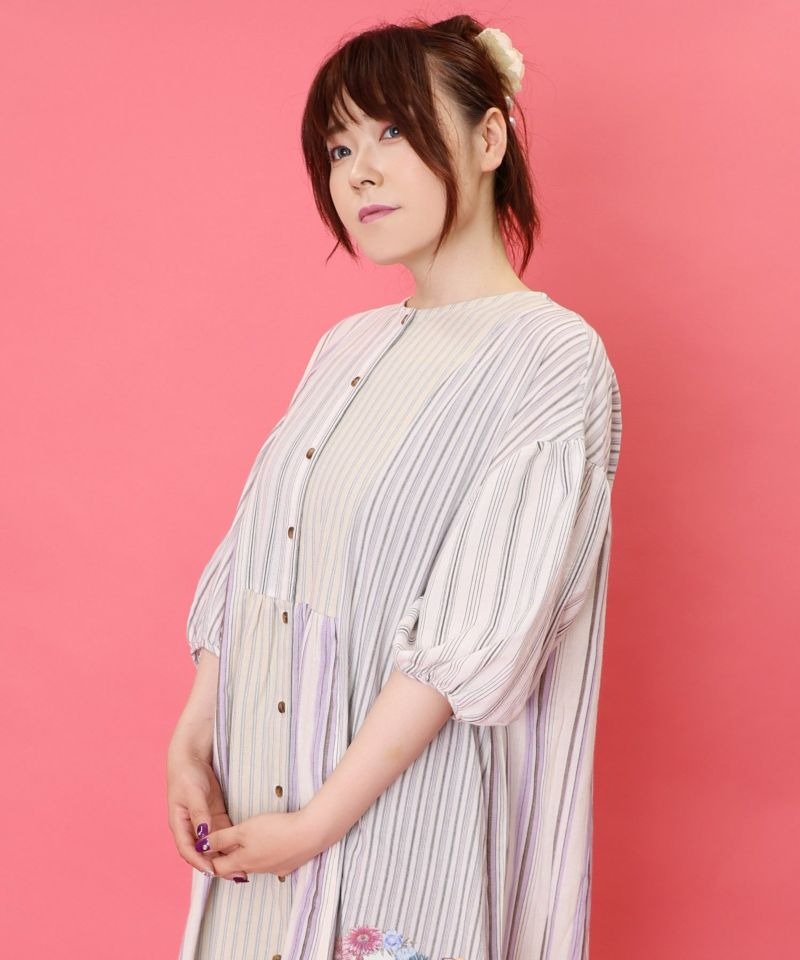 スカラー / 花蝶ネコプリント ストライプMIX柄ワンピース | BRAND